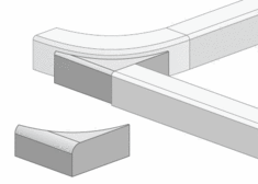 Parkbuchtanschlussbord an RB r = 20 mm, R = 0,5 zu RB r = 20/50 mm links