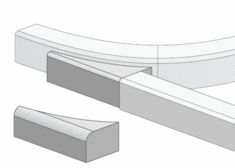 Parkbuchtanschlussbord an RB r = 20 mm, R = 1,0 zu RB r = 20/50 mm links