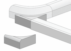Parkbuchtanschlussbord an RB r = 90 mm, R = 0,5 zu RB r = 20/50 mm links