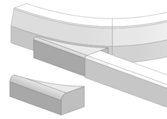 Parkbuchtanschlussbord an HB R = 1,0 zu RB r = 20/50 mm links